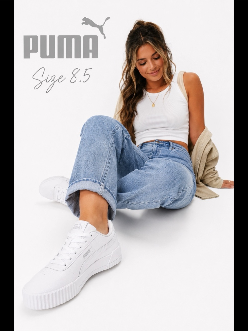 PUMA White Platform Sneakers Size 8 1/2